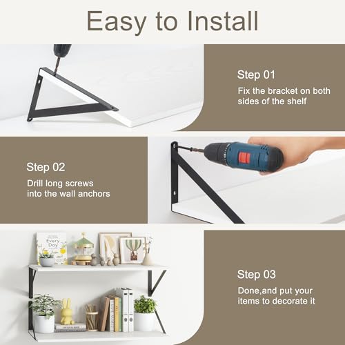 White Floating Shelves 24 Inch Long