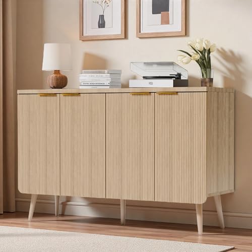 4 Door Fluted Sideboard Buffet Cabinet