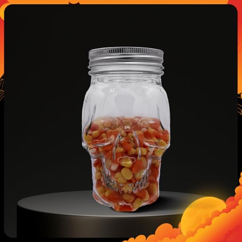 Set of 2 Skull Mason Jar Glasses with Lids (4 Count)