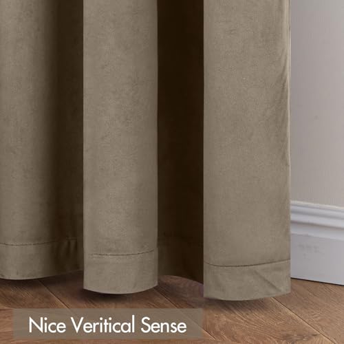 Taupe Blackout Velvet Curtains Drapes 90 Inch Long 52"x90" Bedroom (2 Count)