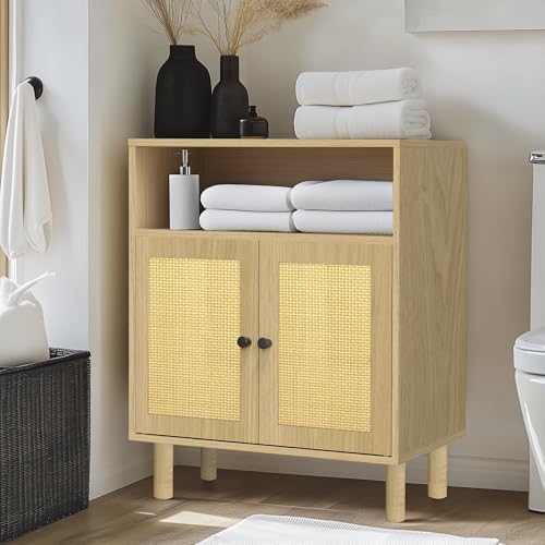 Boho Accent Cabinet with Rattan Doors
