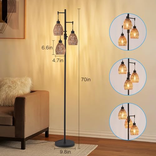 Boho Rattan Floor Lamp