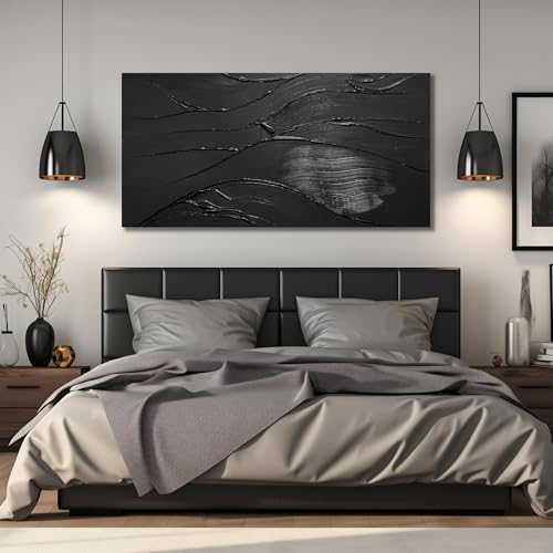 Large Abstract Wall Pictures For Office Minimalist Wall Decorations For Living Room Black Art Work For Bedroom Walls Large Size 29 x 58 Inch