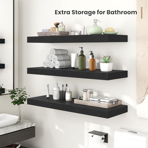 36 x 12 Deep Floating Shelves Wall Mounted Set of 2 Black (2 Count)
