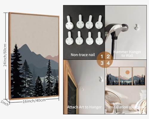 Boho Mountain Framed Canvas Wall Art Set of 3 (3 Count)