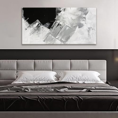 Abstract Wall Art Painting Modern Grey Wall Decor Living Room 24" X 48"
