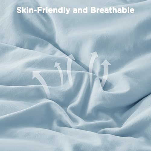 Light Blue Twin Size Ruffle Comforter Set