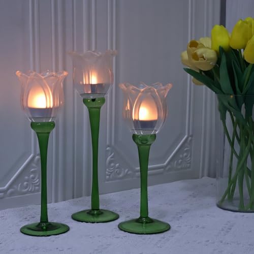 Frosted White Flower Candle Holder Set of 3 (3 Count)