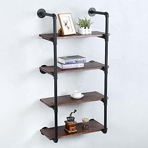 Industrial Pipe Shelves With Wood Planks