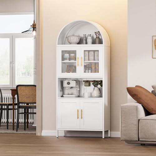 72.8 Inch Metal Pantry Cabinet with 4 Doors and Open Shelf