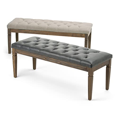 Waverly 48" Wide Linen Look Rectangle Ottoman in Natural