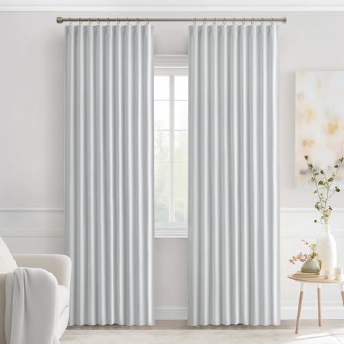 Greyish White Back Tab Blackout Curtains 52x84 Inch Length 2 Panels (2 Count)