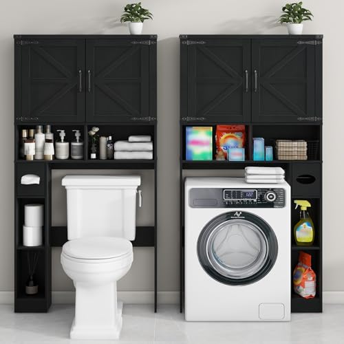 Over The Toilet Storage Cabinet with 2 Barn Doors
