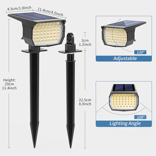 Solar Spot Lights Outdoor Waterproof Spotlights 12 Pack Warm White (12 Count)
