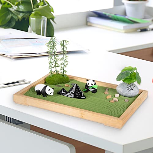 Zen Garden Kit for Desk 11''x7.5'' Room Decor with Green Sand