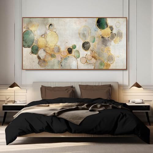 Circle Canvas Wall Decor Green and Gold Wall Art Posters Abstract Wall Decorations 36"x70" Home Decor for Bedroom Living Room