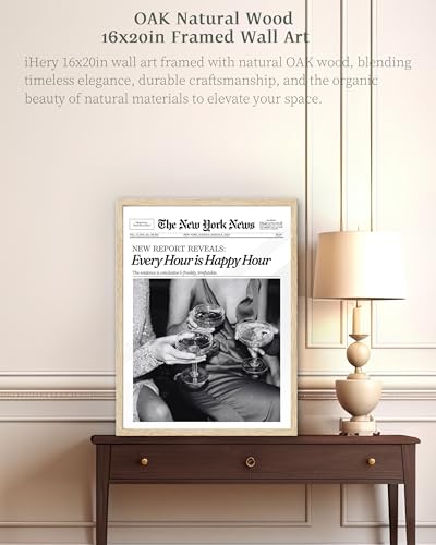 16x20in Every Hour Is Happy Hour Framed Newspaper Wall Art
