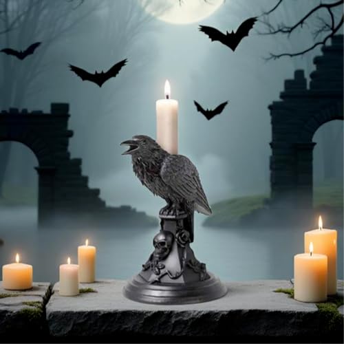 Gothic Black Cat Candle Holder Statue
