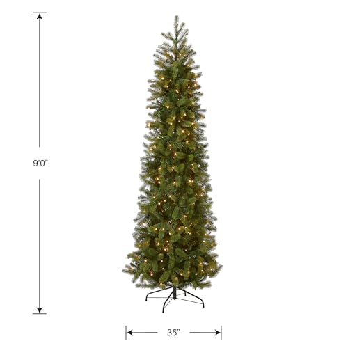 9ft Pre Lit Downswept Douglas Fir Slim Christmas Tree