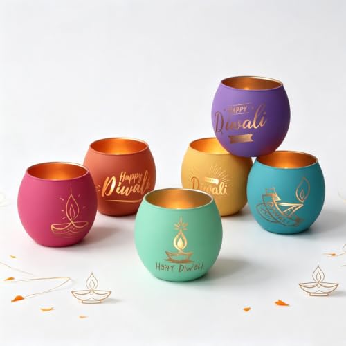 Happy Diwali Decorations for Home Candle Holder Diwali Gifts 6 PCS (6 Count)