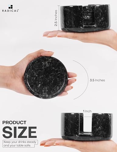 Round Marble Coasters Set of 6 with Holder (6 Count)