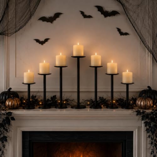 7 Pcs 2-in-1 Convertible Taper & Pillar Candle Holders, Fireplace (7 Count)