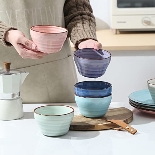 Ceramic 8oz Bouillon Cups 4 Inch Small Dessert Bowls for Soup Dipping Sauce Coffee Cupping (6 Count)