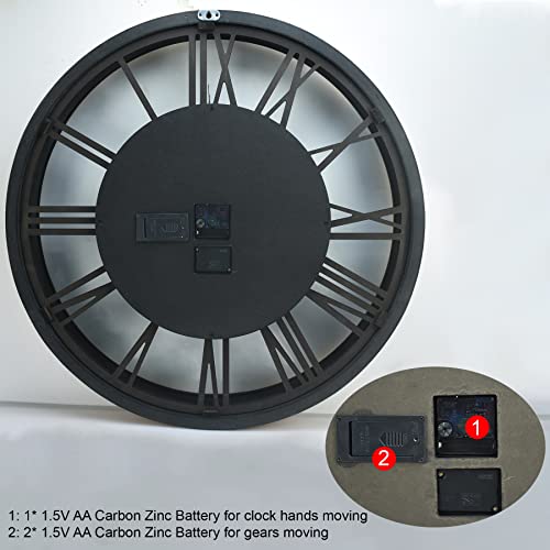 27 inch Large Real Moving Gears Wall Clock with Toughened Glass Cover