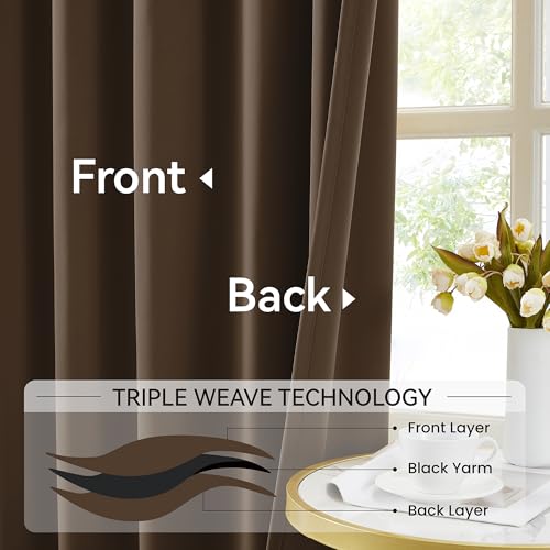Brown Pinch Pleated Blackout Curtains for Sliding Glass Door
