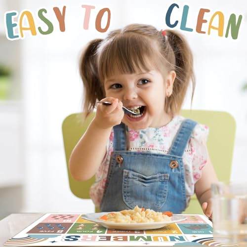 Educational Plastic Placemats Set of 6 Kids Toddler Table mats 17×13×0.04in (6 Count)