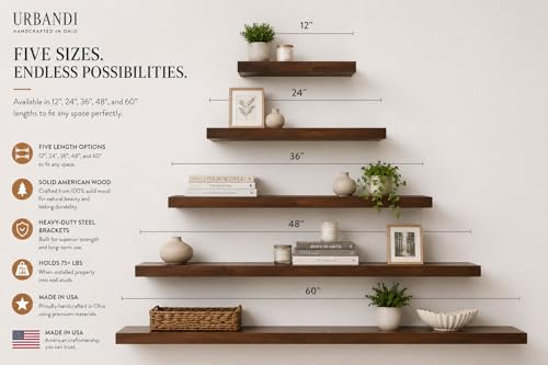 URBANDI Rustic Floating Shelves (2 Count)