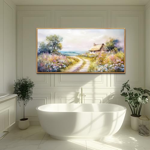 Wood Framed Canvas Wall Art For Living Room Large Wall Decor For Office Bedroom Decoration Country Road Landscape Pictures Farmhouse Paintings Artwork Mural Aesthetic Home Decor 30x60 In