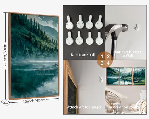 Large Nature Forest Framed Canvas Wall Art Set (3 Count)