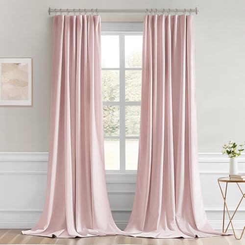 Light Pink Back Tab Blackout Curtains 52x108 Inch Long 2 Panels Set (2 Count)
