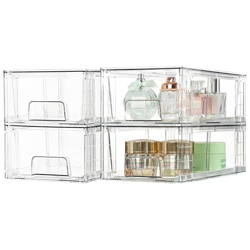 2 Pack Stackable Clear Drawer with Dividers (2 Count)