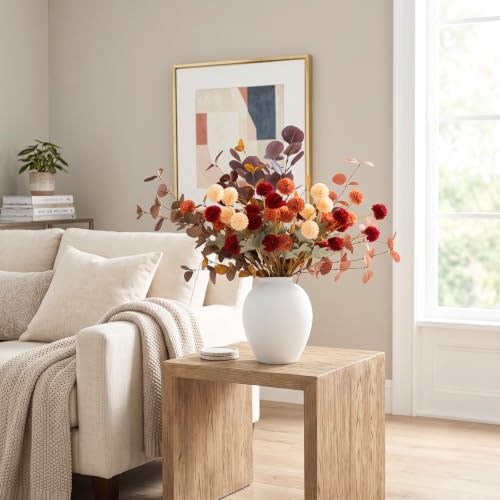Orange Fall Flower Arrangement with Vase (12 Count)