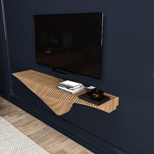Parametric 50 Floating Shelf Modern Geometric 3D Wavy Wooden Wall Piece