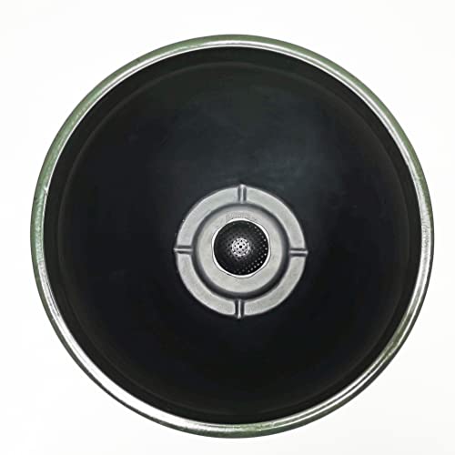 Garden Green Plastic Round 11.8 Inches Diameter 11.8 Inches Tall Planter Resin Glazed Faux Ceramic Flower Pots Drainage Hole with Saucer Decorative Pot 15675