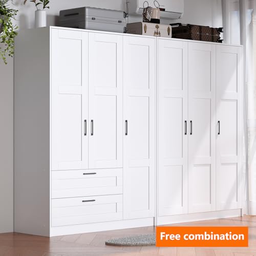3 Doors Wooden Wardrobe Closet Armoire