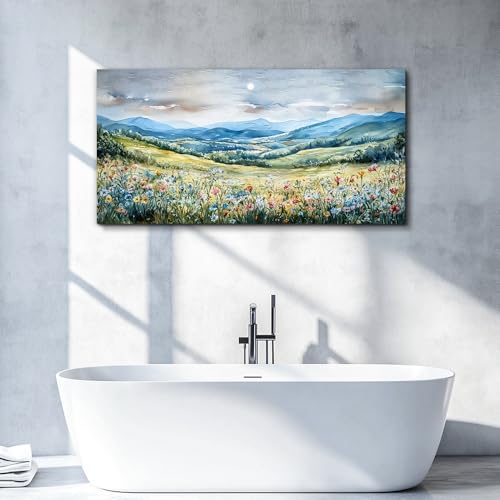 Large Wall Art For Living Room Canvas Wall Decor For Bedroom Field Scenery Watercolour Wall Painting Office Decor Stretched And Framed Pictures Printing Artwork Home Decor Mural 20x40 In