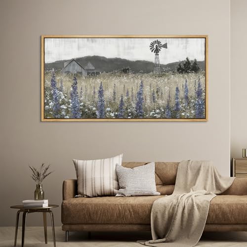Extra Large Framed Canvas Print Wall Art Rustic Farmhouse Landscape Barn