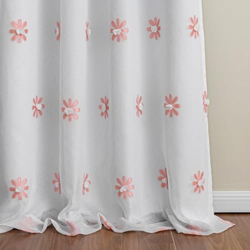 Pink Floral Blackout Curtains for Living Room 84 Inches 2 Panels (2 Count)