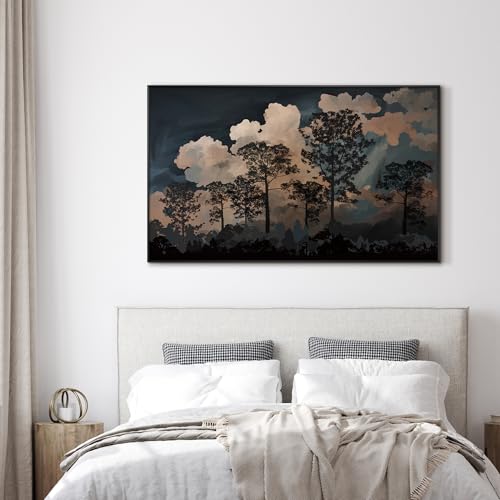30"x60" Extra Large Framed Wall Art Silhouetted Trees at Dusk