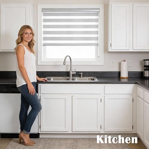 Zebra Blinds for Windows Dual Layer Light Filtering Privacy Free