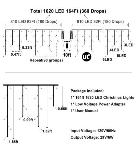 1620 LED Christmas Lights (164 Foot)