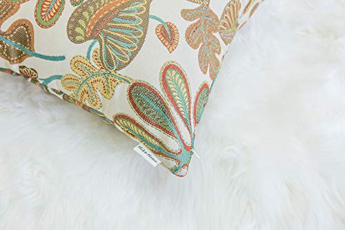 Set of 2 Jacquard Tropical Leaf Pattern Throw Pillow Covers Decorative Pillowcase 20X20 Inches (2 Count)