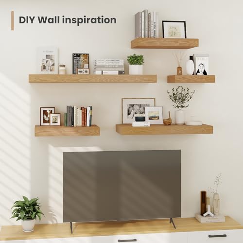 12 x 12 Deep Floating Shelves Wall Mounted Set of 2 Oak (2 Count)