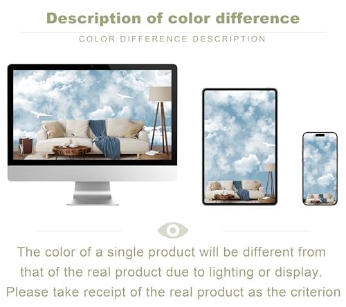 Cloud Wallpaper for Ceiling White Pigeon Wall Mural