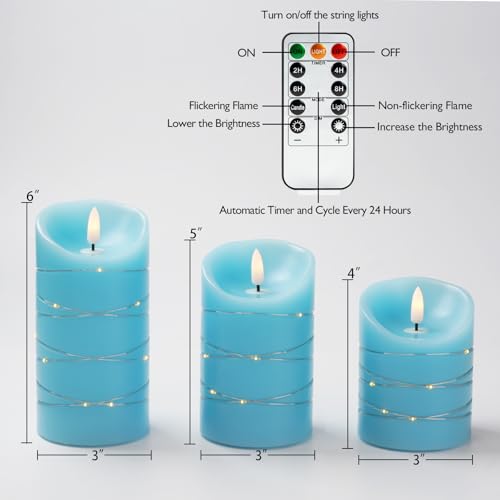 Flameless Candles with String Lights (3 Count)