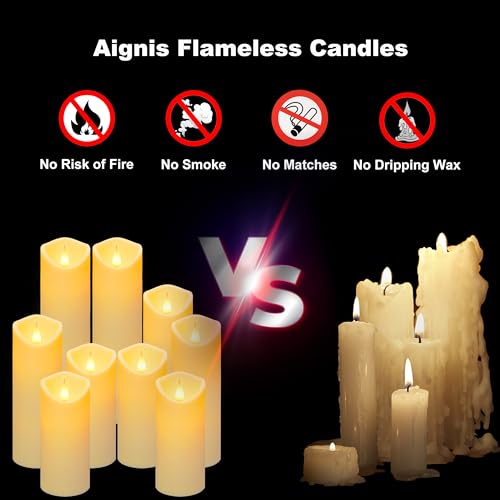 9pcs Flameless LED Candles Battery Operated with 10